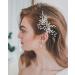 Evild Rhinestone Wedding Hair Comb Pearls Bride Headpieces Hair Clip Crystal Bridal Headdress Flower Wedding Hair Accessories for Brides and Bridesmaids