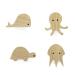 PLT 4 pieces of animal handles for children's furniture made of untreated oak knob button for chest of drawers cupboard drawer door children's room gift (4 octopus whale jellyfish turtle) 4 beige octopus whale jellyfish turtle