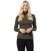 HAPPY MAMA Women's Maternity Nursing Roll Neck Layered Long Sleeve Top 1289 16 Khaki