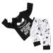 DaceStar 2PCs Outfits Newborn Toddler Baby Boy Girl Clothes Long Sleeve Letter Print T-Shirt + Skull Pants Nightmare Before Pajamas Claus Sets Black 0-6 Months Black