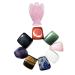 Natural Healing Crystal Chakra Stones for Crystal Therapy Chakra Healing Meditation Worry Stones Relaxation Decor. (Set of Rose Angel & Chakra Stones)