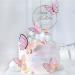 22PCS Pink Butterfly Cupcake Toppers and 1pcs Gold Metal Acrylic Panel Happy Birthday Cake Toppers Cake Decorations for Girls Women Happy Birthday Wedding Party Food Decorations Supplies