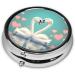 Portable Round Pill Box Organizer with 3 Compartments - Swan Design for Travel & Purse | International Shipping - Buy Online on GoSupps.com