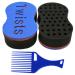BEWAVE Hair Brush Sponge Twist Wave Barber Tool For Dreads Afro Locs Twist Curl Coil Black  1 Pc with 1 Pc Hair Pick 1 Count (Pack of 1)
