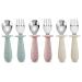 Pandaear 6 pieces of children's cutlery |Silicone handle stainless steel children's dishes set |Baby cutlery Esslern cutlery from 1 year |Children spoon and fork set for baby toddler |BPA free learning cutlery