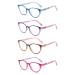100 CLASSIC 4 Pack Reading Glasses Ladies Cateye Eyeglasses Spring Hinges and Floral Design Frame Reader for Women 2.00