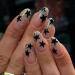 French Tip Press on Nails - Mid Press On Nails with Nail Tips Sparkling Colorful Black star almond shaped Design Glossy pink press on nails Acrylic False Nails Cute Artificial Nails