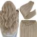 Easyouth Blonde Weft Human Hair Extensions Ash Blonde Highlight Weft Extensions Blonde Hair Remy Sew in Hair Extensions Highlight Hair 70g 14 Inch 14 Inch/35cm 3-Weft #18P613