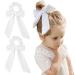 2PCS White Velvet Bow Hair Scrunchies Hair Ribbon Tie Elastics Hair Scrunchies Long Ponytail Holder Hair Bow Bands Rope Accessories for Women Girls