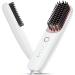 Cordless Hair Straightener Brush Portable Straightening Brush for Travel 6400 mAh USB-C Rechargeable Mini Ionic Hot Comb Straightener for Women Lightweight Anti-Scald Heated Styling Brush White