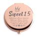 Dyukonirty Sweet 15 Birthday Quinceanera Decorations Gifts Pink Handheld Portable Magnifying Travel Compact Makeup Mirror 15 Year Old Girl Gifts15th Birthday Gifts for Teen Girls