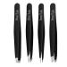 Tweezers Set 4Pcs with Leather Case Precision Stainless Steel Tweezers for Eyebrows Splinter Facial Hair Slant Flat Point Angle Tips