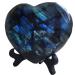 Natural Rare blu-ray Labradorite Heart Moon Natural s and Minerals Heal Quartz + Wood Base ERBDRGAZ