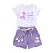 YOUNGER TREE Toddler Baby Girls Clothes Watermelon T-shirt + Linen Shorts with Belt Cute Summer Short Set 4 Years Mermaid