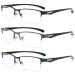 Vevesmundo men's reading glasses metal sporty rectangular half -bump blue light filter reading help glasses+1.0 +1.5 +2.0 +2.5 +3.0 +4.0 3 pieces reading glasses SET 2.0 x