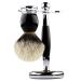 GHQyp practically men's shaving brush pure Silberspitz-Dachshaar-Rasierbr sier brush set gifts made of stainless steel rasier resin alloy handle 9.5x16cm Silver