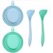 SLSON 2 Pack Pet Food Can Cover - Universal Silicone Can Lids for Cats and Dogs - Includes 2 Spoons - Light Blue and Green - Buy Online on GoSupps.com