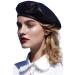 WETOO Women Beret Hat PU Leather Beret French Black Beret Artist Beret Cap 1-black