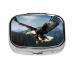 Eagle at Hunting Printing 2 Compartment Small Pill Case Cute Small Pill Box Purse Pill Boxs Travel Pill Organizer for Pocket Purse and Travel Gifts
