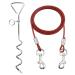 Intestinal piral peg with dog leash plot with a leash 15 inch plugs for dogs with 3m tie-out linen stainless steel floor anchor for courtyard and camping for small to medium dog (red