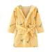 JZLPIN Unisex Baby Hooded Bathrobe Children Flannel Pajamas Dressing Gown for Boys Girls 2-3 Years Yellow