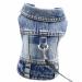 Feiling jeans dog jacket with metal shake for dog leash denim dog coat outfit dog clothing pet vest for puppies small medium dog (blue l) l blue