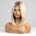 HAIRCUBE Ombre Shoulder Length Straight Bob Wig - Off-White Natural Middle Part Cosplay Wig (12inch) - Buy Online on GoSupps.com