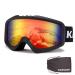 Karsaer Ski Goggles Anti-Fog Snow Goggles OTG 100% UV Protection Snowboard Goggles Bendable Dual-Lenses for Men Women Youth Matte Black Frame Red Mirrored Lens Vlt 15%