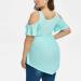 Blue XX-Large Women's Plus Size Lace V-Neck Tunic Blouse | Cold Shoulder Summer Top - Buy Online on GoSupps.com