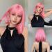 Short Pink Bob Wig with Air Bangs | Shoulder Length Soft Hair Wig for Women | Perfect for Halloween Cosplay and Parties - Buy Online on GoSupps.com