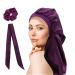 WUBAYI Silk Bonnet Hair Wrap for Sleeping Satin Sleep Cap with Wide Elastic Band Soft Hair Sleeping Bonnet Cap for Women and Girls Curly Hair( Purple) L Purple