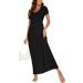 YUNDAI Women's Summer Maternity Maxi Dress - Floral Loose Long Dress with Pocket, Short Sleeve XL B01 Black - Buy Online on GoSupps.com