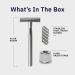 BOVEM Align Razor - Premium Single Blade Safety Razor for Men | Double Edge Razor with Stand and 5 Platinum Blades | Matte Silver - Buy Online on GoSupps.com