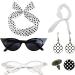 50s Accessories for Women Drop Earrings Headbands 1950s Outfi Set - Vintage Polka Dot Hair Bands with Chiffon Scarf Eye Glasses for Girls White One Size - Buy Online on GoSupps.com