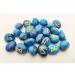 Sharvgun Blue Agate Rune Stone Set 25 Piece Set with Runic MDF Wood Chart Engraved Symbolic Pagan Lettering Velvet Black/Red Pouch Included Gift Box Blue Agate With Gift Box