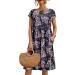 Women's Summer Cotton Linen Floral Printed Short Sleeve Dress Crew Neck Loose Casual Beach Dresses with Pockets 04 Medium - Buy Online on GoSupps.com