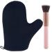 2 Pack Self Tanning Mitt Applicator Kit Set, Self Tanning Glove and Self Tanner Flat Top Brush, Tan Applicator for Sunless Fake Bake Self Tan (Black)