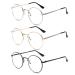ALWAYSUV Metal Frame Retro Glass Frame Flat Mirror Decorative Glasses Classic Round Frame Glasses Clear Lens Glasses Set1
