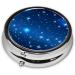 Blue Star Pattern Round Pill Box - 3 Compartment Portable Travel Organizer for Vitamins & Medications - Buy Online on GoSupps.com