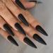 24pcs Extra Long Matte Black False Nails - Full Coverage Reusable & Long Lasting - International Shipping Available - Buy Online on GoSupps.com