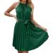 Iooppek long summer sun dresses for women 2024 sleeveless section fluent pleated mini cocktail dress summer dresses women knee long beach green s
