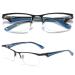 Magimodac Reading glasses Blue light filter Half frame Reading glasses Rectangular reading aid Feders hinge metal visual aid with PU leather case for men women blue 2.5 diopters