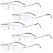Eyekepper 5 Pack Straight Thin Stamped Metal Frame Half-Eye Style Reading Glasses Readers Silver +2.25
