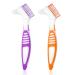 ALLY-MAGIC Denture Brush Denture Cleaning Brush Set False Teeth Brush for Cleaning Retainers Y6-SMJYS (Purple & Orange)