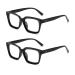 Hubeye 2 Pairs Retro Oversized Large Frame Reading Glasses for Women Men Black Square Fashion Oprah Style Blue Light Blocking Computer Reader +2.25 2 Pairs (Black/Black) 2.25 Dioptres
