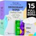 FOMIN Travel Deodorant Wipes - 15 Count - Variety Pack - pH Balanced Hypoallergenic Mini Deodorant Wipes For Women and Men - Plastic-Free Individually Wrapped Underarm & Body Wipes Variety Pack 15 Count (Pack of 1)