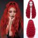 Atayou Women Long Red Wig Long Welly synthetic cosplay wigs heat -resistant red wig for women Halloween costume (red 0537)