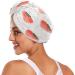 Watercolor Strawberry Dry Hair Cap & Towel Set | Quick Dry Soft Super Absorbent - 2 Piece with Button Headband - Buy Online on GoSupps.com