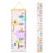 MHJY Height Chart for Kids Height Measure Wall Chart Child Growth Chart Wooden Ruler 7.9'' x 79'' Canvas Height Measurement Hanging Wall Decor for Baby Girls Boys Toddler Bedroom Nursery Happy Elephant