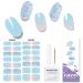 Semi Cured Gel Nail Strips 28 pcs Gel Nail Strips Work with Any UV Lamp Long Lasting Gel Nail Stickers Full Nail Wraps Salon Quality Easy to Apply for Wedding(Sky Blue)